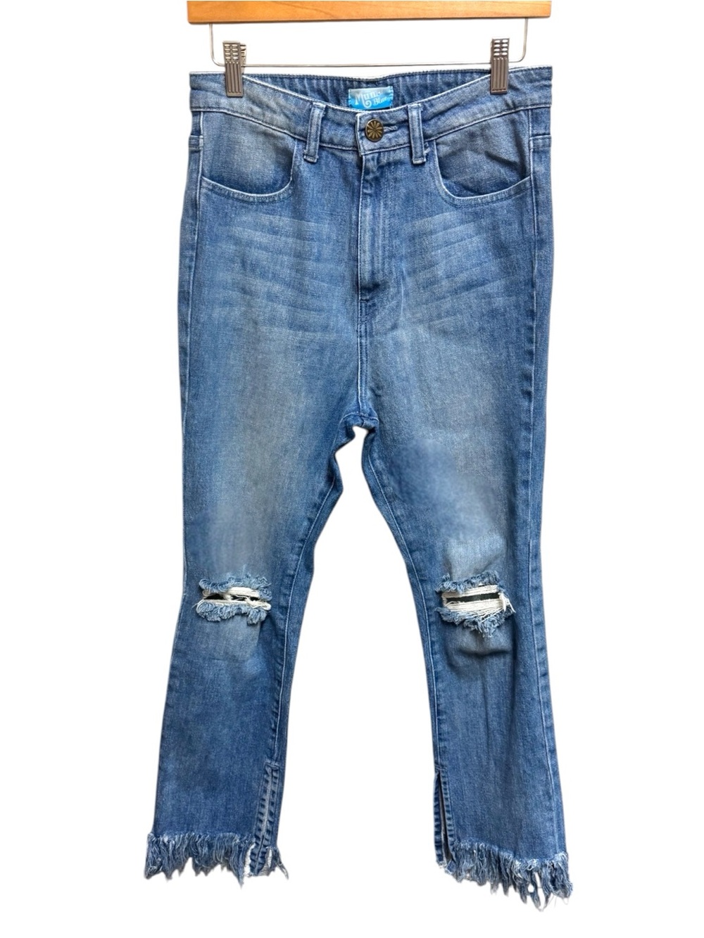 Show Me Your Mumu Harbor Brooklyn High Waist Jeans Cropped Fringe Sz 30 $165